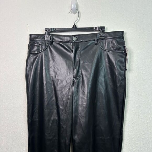 Joie NWT Black Vegan Leather The Joie Pant Shiny Plus Size 16 - Picture 2 of 16